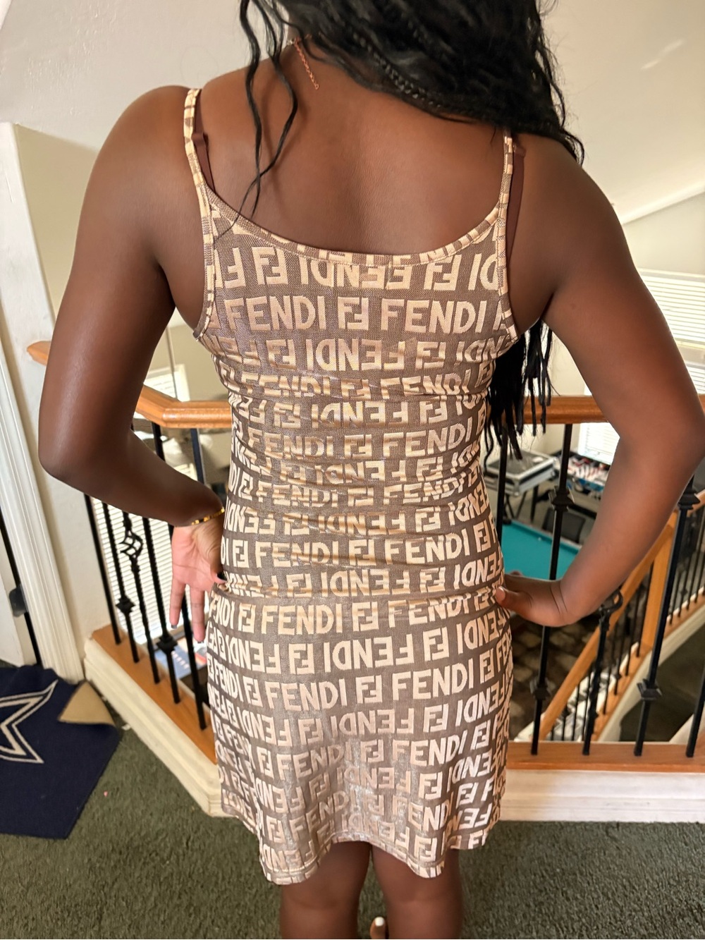 Fendi Brown Logo Slip Mini Dress - Picture 2 of 4